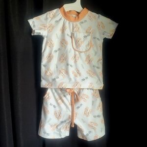 Kids Beach Set - Orange and Light Blue, 9M